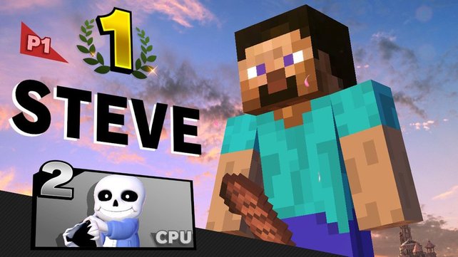 Minecraft Steve feiert seinen Sieg auf eine ungewöhnliche Weise.