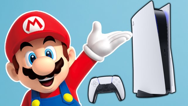 Super Mario wirbt für die PS5? (Bild: Nintendo, Sony)