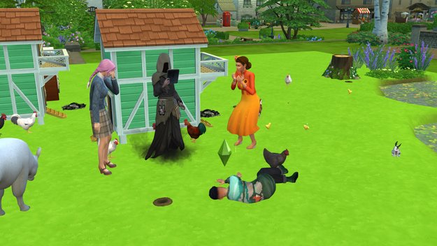 Nicht nur positive Cheats warten auf euch. Mit dem Killerkaninchen-Cheat könnt ihr einen Sim eurer Wahl dem Sensenmann überlassen. (Screenshot GIGA)