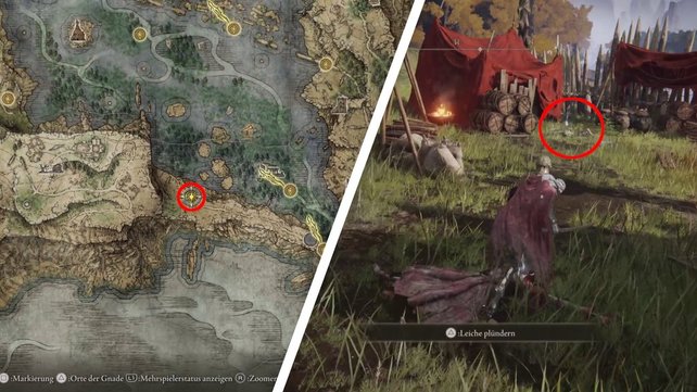 Die Karte zeigt euch, in welchen Lager das Gebetbuch des Drachenkults liegt. (Quelle: Screenshot spieletipps)