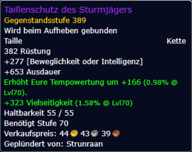 Diese Werte hat der Taillenschutz des Sturmjägers. (Quelle: Screenshot Spieletipps.de)
