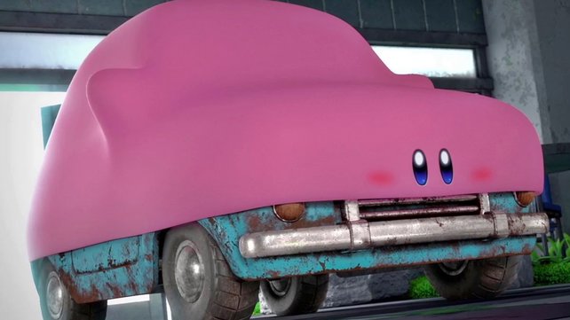 In dem neuen Spiel macht Kirbys Appetit auch vor Autos nicht halt. (Bild: Nintendo)