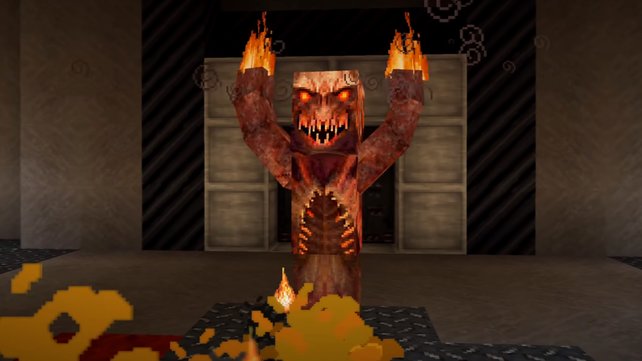 You want to kill demons in Minecraft?  Could you!  With a free adventure map.  (Image source: YouTube/Sibogy)