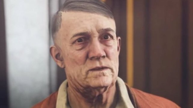 Auch ein Symbol: Der Schnauzbart von Hitler. Oder Heiler, wie er in Wolfenstein 2 heißt.