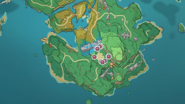 Die Karte zeigt euch die Dendrobium-Fundorte auf Yashiori.
