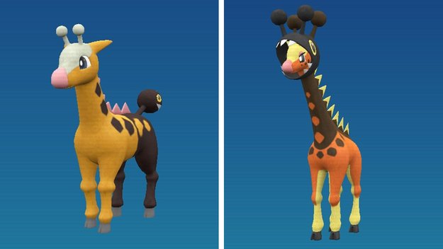 Girafarig und Farigiraf in Pokémon Karmesin und Purpur. (Quelle: Screenshot spieletipps)