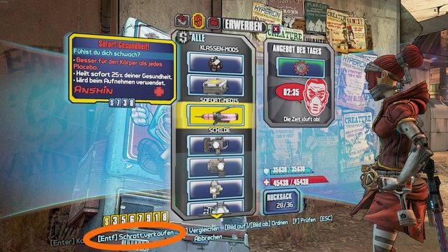 In Borderlands 2 kann man Loot so markieren, dass man mit einem Knopfdruck alles verkauft. (Bildquelle: Screenshot spieletipps)