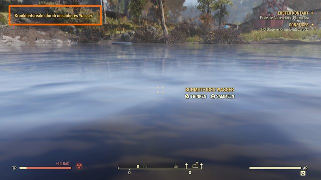 Bei Fallout 76 bekommt ihr Krankheiten, wenn ihr z.B. schmutziges Wasser trinkt.