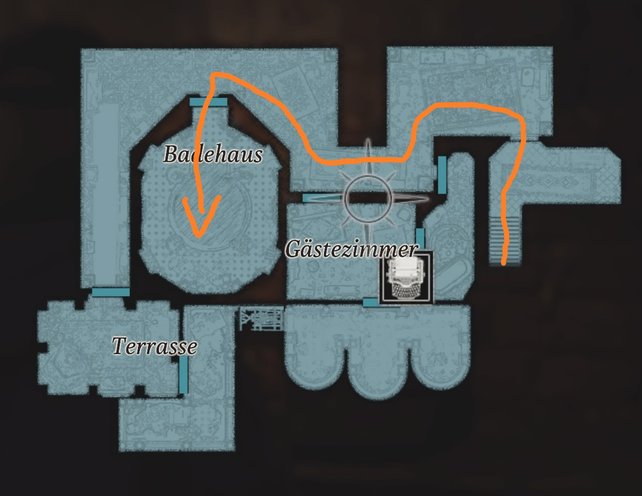 Lauft zum badehaus und löst das Rätsel, um in den Keller zu gelangen (Quelle: Screenshot spieletipps).