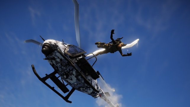 Der Sprung mit dem Parachute aus dem Helikopter - Just Cause lässt grüßen.