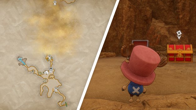 Hinter dem Choppertunnel und einer Franky-Brücke sind drei Schatztruhen. (Bildquelle: Screenshot spieletipps)