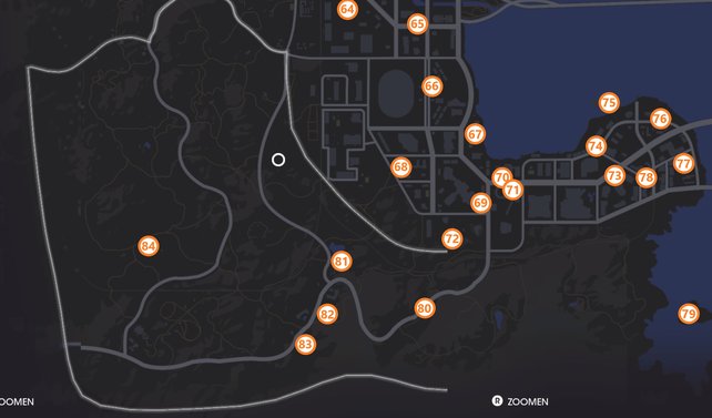 Karte mit allen Sammelobjekten in Flats, El Dorado & südliche Badlands (Quelle: Screenshot spieletipps).