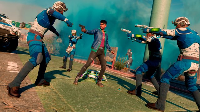 Marshall Defense Industries is one of the factions you mess with in Saints Row.  (Image: Deep Silver)