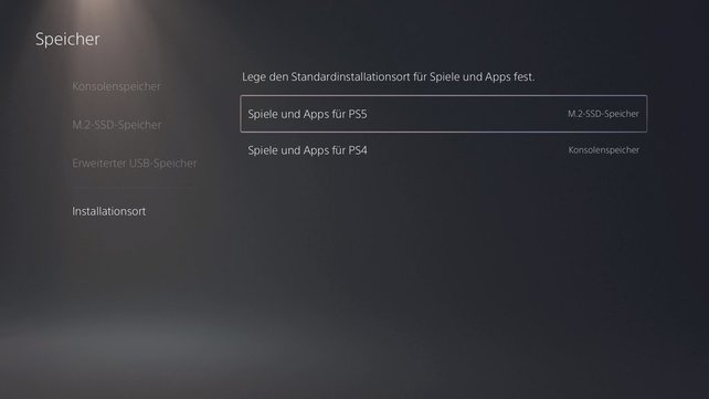 Den Standard-Installationsort für PS4- und PS5-Spiele könnt ihr separat festlegen.