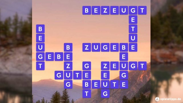 Die Lösung des täglichen Puzzles in Wordscapes vom 29.9.2022 (Bildquelle: Screenshot spieletipps.de).