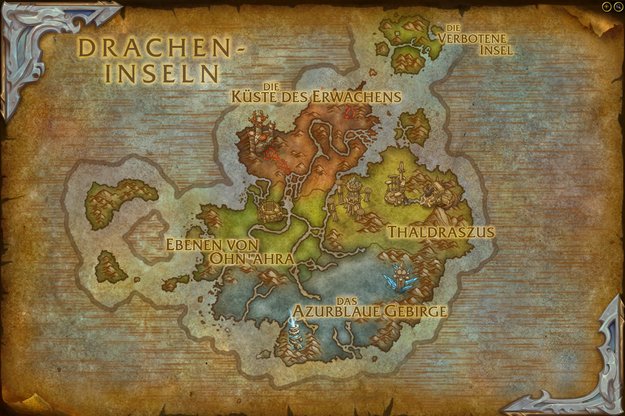 In WoW Dragonflight sind das die Gebiete des neuen Kontinents der Dracheninseln. (Bildquelle: Blizzard Entertainment"