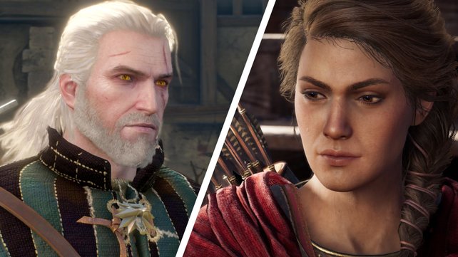 Im Gegenzug zu Geralt hat Kassandra als Figur mehr charakterlichen Spielraum. (Quellen: Bandai Namco Entertainment; Ubisoft)