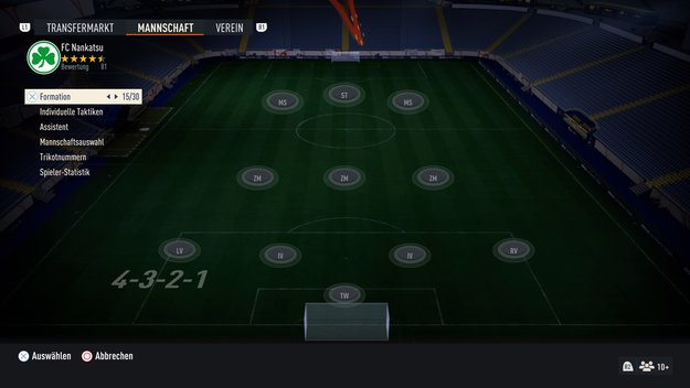 Aufstellung 4 - 3 - 2 - 1 in FIFA 23. (Bildquelle: Screenshot spieletipps)