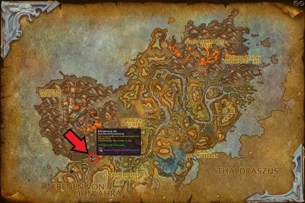 Das Event "Belagerung der Drachenfluchfestung" startet südlich der Obsidianzitadelle. (Bildquelle: Blizzard Entertainment)
