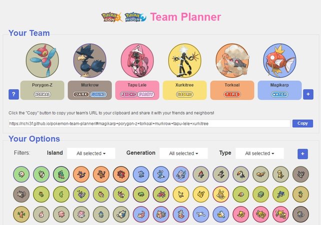 Der Team Planner enthält Pokémon aus alten und neuen Editionen.