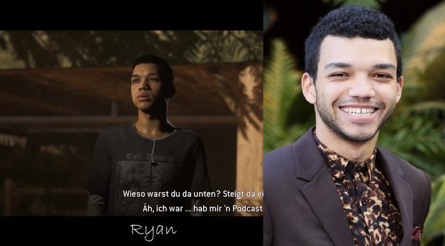 Ryan wird von Justice Smith gespielt. (Quellen: themoviedb.org / Screenshot spieletipps.de)