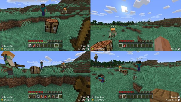 Über den Splitscreen-Modus in Minecraft können bis zu vier Freunden gleichzeitig spielen