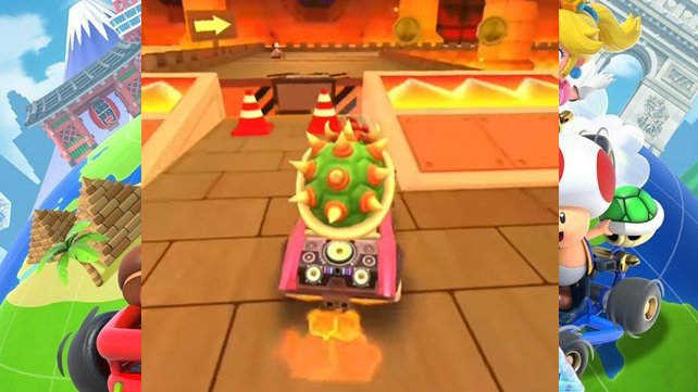 So sehen die Pylonen in Mario Kart Tour aus.