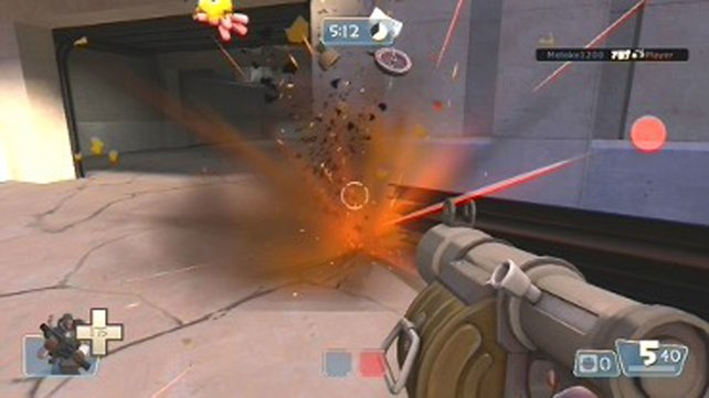 Team Fortress 2 spart mit Blut, abgeschossene Gegner zerfallen außerdem zu Metallobjekten. (Bild von schnittberichte.com)