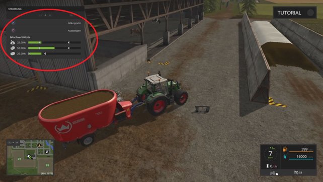 Die Pfeile oben links zeigen euch das richtige Mischverhältnis für die Totalmischrationen an.