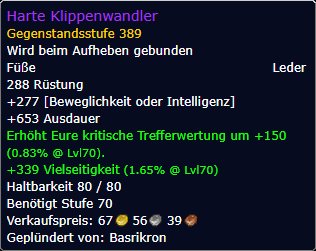 Diese Werte hat der Harte Klippenwandler. (Quelle: Screenshot Spieletipps.de)