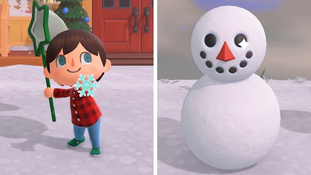 Schneeflocken und Schneemänner sorgen für winterlichen Spaß in Animal Crossing: New Horizons.