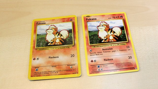 Hier zum Vergleich: links die Originalkarte und rechts die Neuauflage aus XY-Evolution.