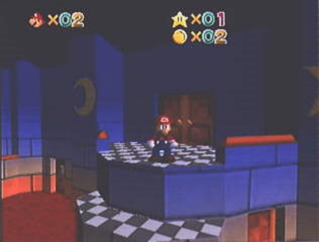 Die ersten Bilder von Super Mario 64 muten noch trist an. Aber es ist ja noch ein Jahr hin, bis Miyamoto und sein Team das Spiel abliefern.