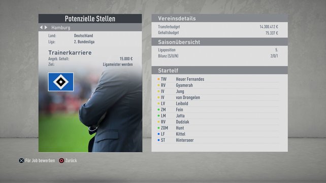 Ihr wollt den Verein wechseln? Der HSV steht nur auf Platz 5 und sucht einen neuen Trainer.