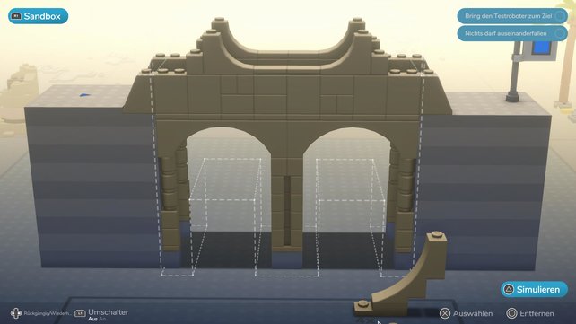 Baut zwei Bögen, damit die Brücke stabil durch den Pfeiler in der Mitte gehalten wird. (Quelle: Screenshot spieletipps.de)
