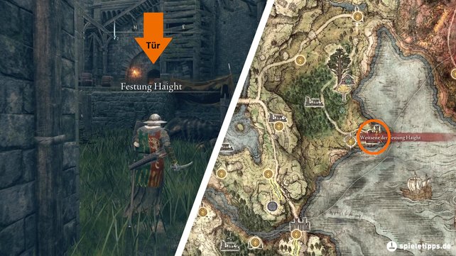 Auf der Karte seht ihr den Fundort von Handbuch 6 des nomadischen Kriegers. (Quelle: Screenshot spieletipps)