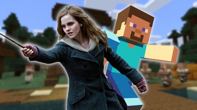Ein Fan verewigt den Harry-Potter Star Emma Watson in Minecraft. Bild: Mojang Studios, Warner Bros. Pictures.