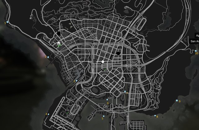 Sucht einen der blauen Puntke auf der Karte auf, um das Skelett zu finden. (Quelle: Screenshot spieletipps.de)
