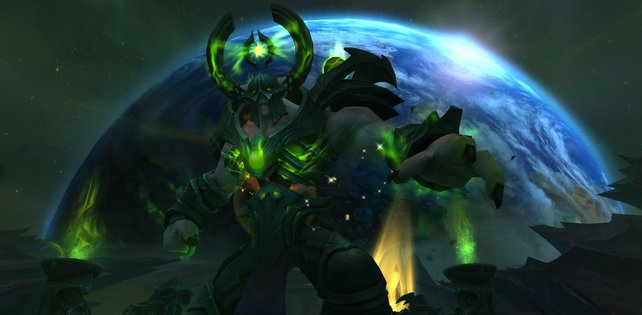 Einer von Argus' mächtigen Gegnern. Im Hintergrund seht ihr Azeroth.