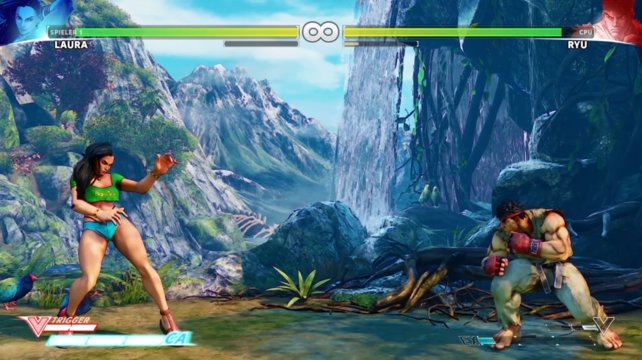 Match: Laura vs. Ryu, wählt den Spiel-Modus