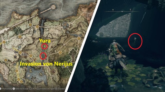 Auf der Karte haben wir für euch markiert, wo der Neriju-Kampf stattfindet und wo ihr später Yura trefft.