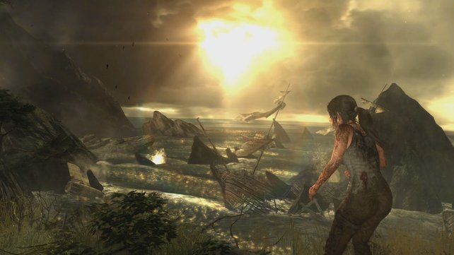 Auch in Tomb Raider überstrahlt die Sonne Teile des Wolkenhimmels.