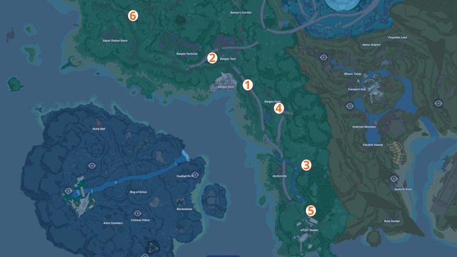 Karte mit allen Aussichtspunkten in Banges (Quelle: Screenshot spieletipps/tof.gg).