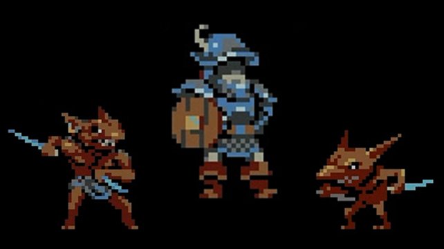 Der Spielercharakter und zwei Goblins aus Loop Hero (Bild: Loop Hero | Devolver Digital & Four Quarters)