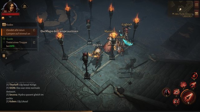 Die neun Lichter zu entzünden ist eines der wenigen Rätsel in Diablo Immortal. (Bildquelle: Screenshot spieletipps)