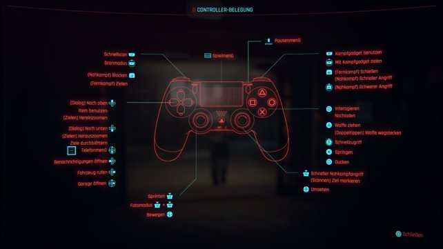 Das ist die Controller-Belegung in Cyberpunk 2077 für PS4 bzw. PS5.