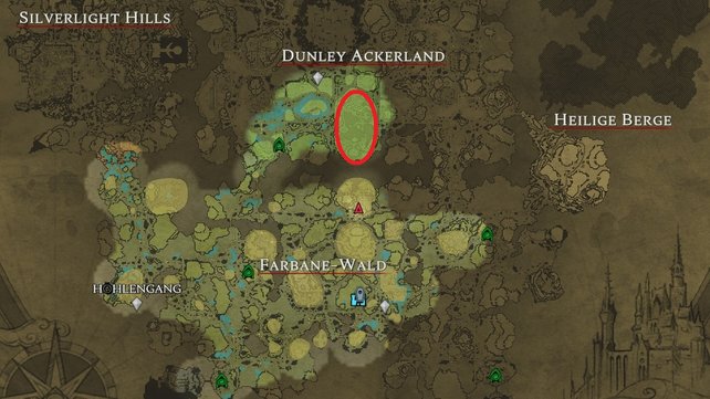 Innerhalb des rot markierten Gebiets befindet sich die Heimgesuchte Eisenmine. (Quelle: Screenshot spieletipps)