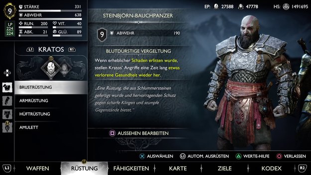Die Steinbjörn-Rüstung besitzt die besten Defensivwerte im Spiel (Quelle: Screenshot spieletipps).