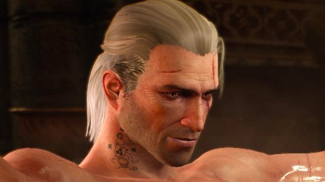 Mit dem richtigen Spielstand aus Teil 2 besitzt Geralt ein hübsch-hässliches Tattoo.
