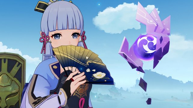 Ayaka auf der Suche nach den Elektoculi in Genshin Impact.